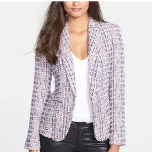 Truth and Pride Women's Tweed Blazer Pink Navy Blue Small Cottagecore Preppy